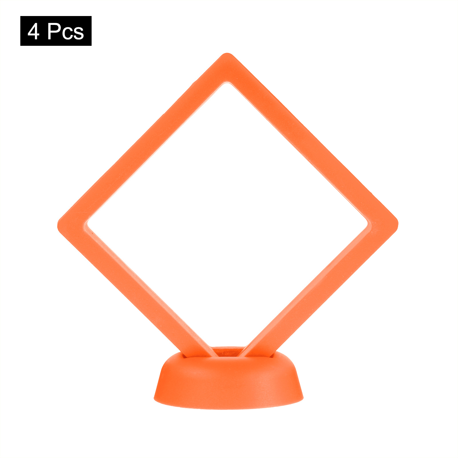 Unique Bargains 4Pcs Floating Frame Display Holder Stand 3.54" x 3.54" x 0.8" Orange