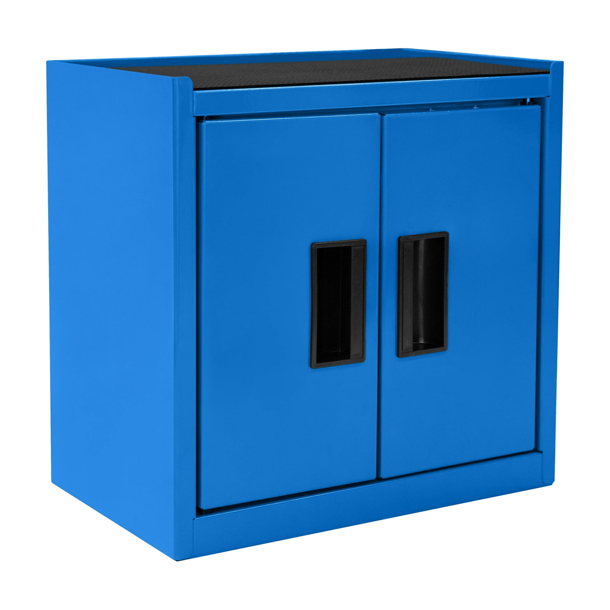 Hyper Tough Mini Tool Cabinet, 11.6 in, Steel, Blue, Double Doors, Non-Slip Top Mat