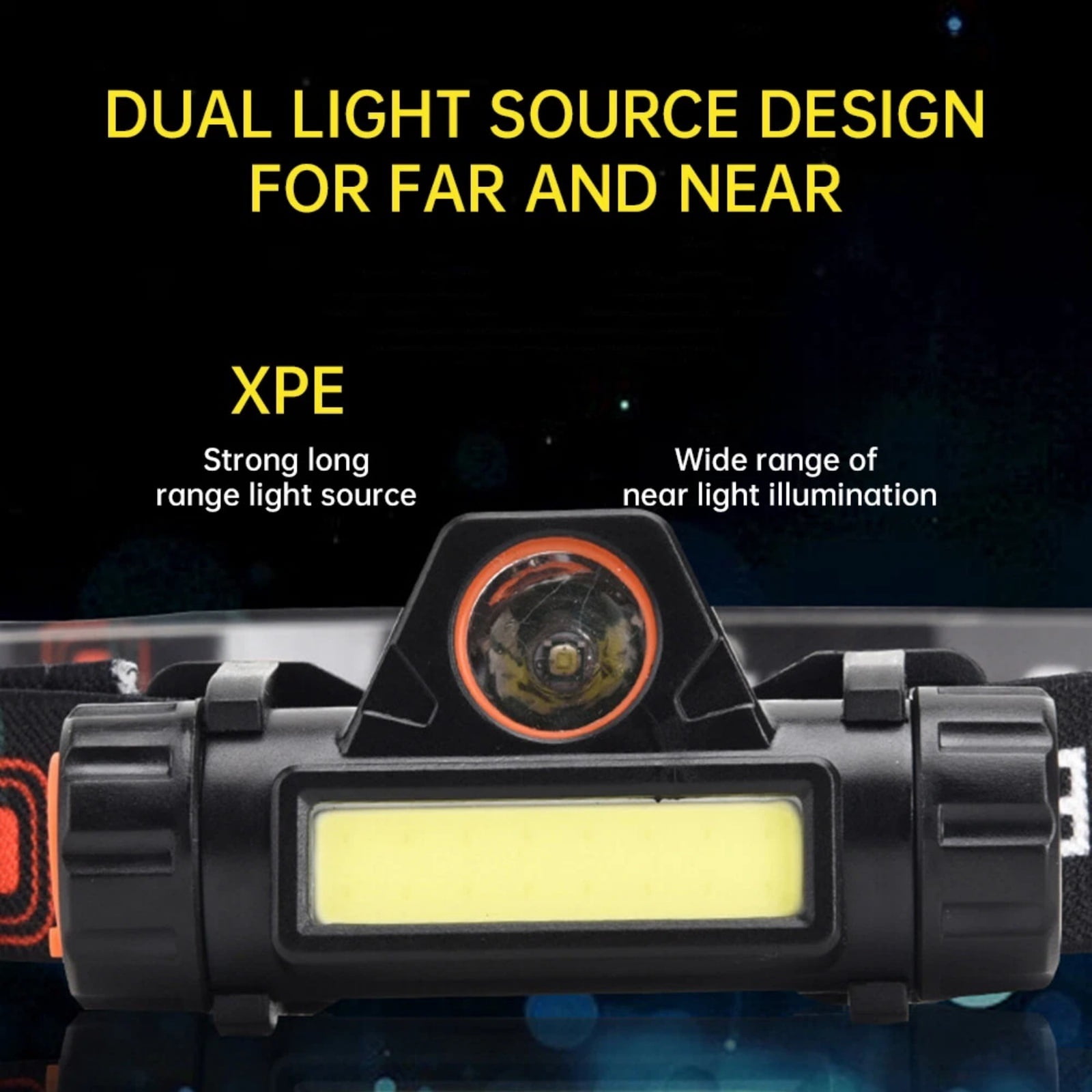 TAPDRA Head Mounted Headlamp 2 Modes Adjustable Headband Ergonomic Design for Welding Work Outdoor Activities USB Rechargeable Black