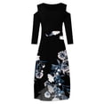 thumbnail image 4 of Pompotops Robe de Soirée Sans Bretelles à Manches Longues Dégradé Imprimé Floral Col Rond Sexy pour Femmes Grande Taille Ourlet Irrégulier, 4 of 4