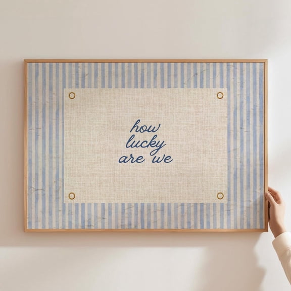 How Lucky Are We Navy Blue Typography Wall Poster, Unframed Paper Poster 8x10in