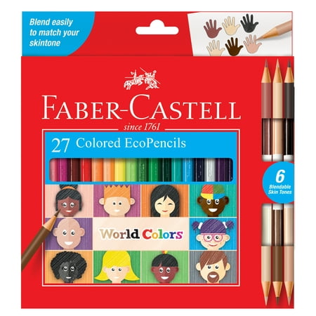 Faber-Castell World Colors Colored Pencils for Kids, 15 Count - Includes 3 Duo Tone Skin (Best Colored Pencils In The World)