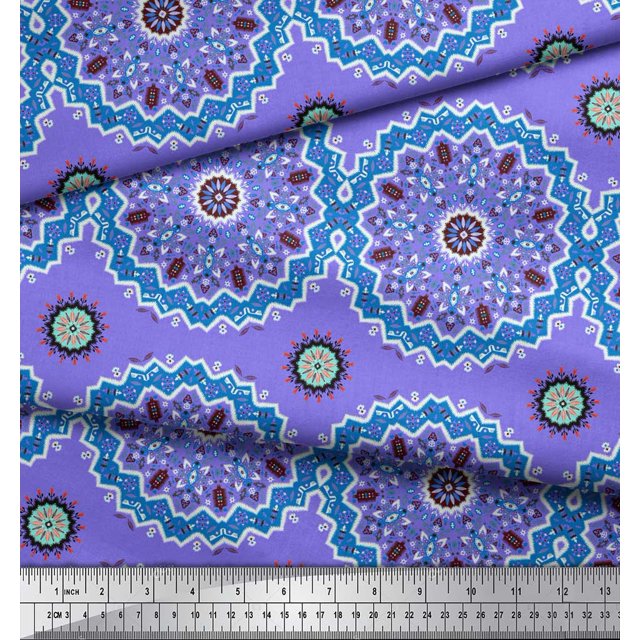 Soimoi Poly Georgette Fabric Mandala Ethnic Print Sewing Fabric Yard 52 Inch Wide