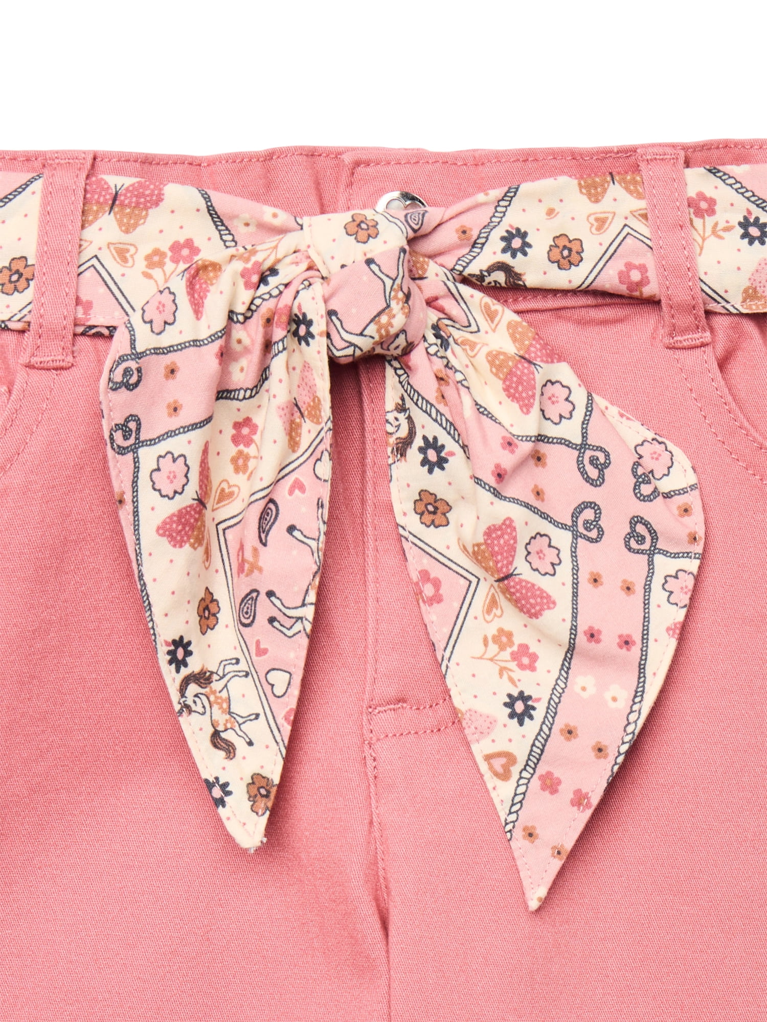 Wonder Nation Little Girls Bermuda Shorts with Scarf Belt, Sizes 4-10