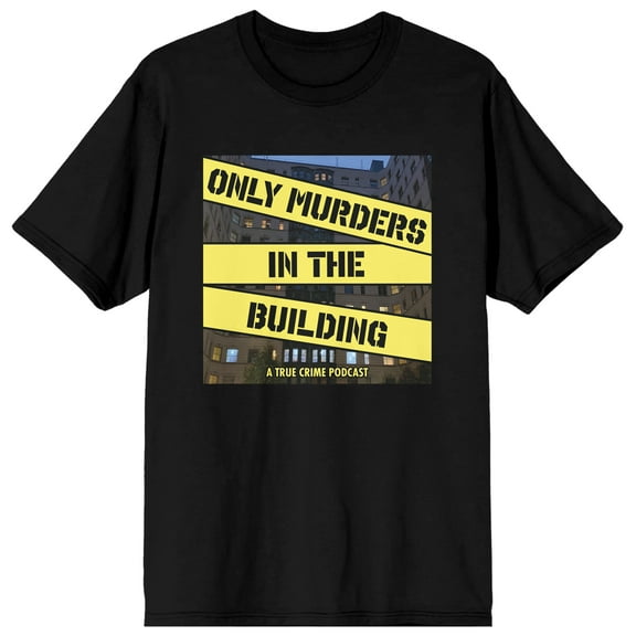 Only Murders In The Building Podcast Logo Art Crew Neck Short Sleeve Women's Black T-shirt-Large