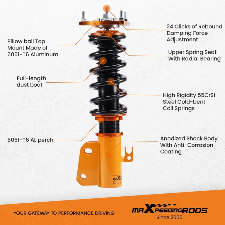 MaXpeedingrods COT6 Coilovers 24-Way Adjustable Dampers For Infiniti Q50 2014-2023 RWD – Height & Camber Adjustable