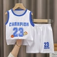 thumbnail image 2 of Kaprioy Baby Toddler Boy Outfits Clothes Summer Kids Basketball Performance Tank Top Short Sleeve Shirt Shorts Set, 2 of 4