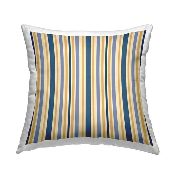 Stupell Industries Blue & Ochre Pinstripes Decorative Printed Throw Pillow Design by Gail Fraser
