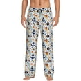 thumbnail image 1 of Kdxio Pirate Skull And Anchor Pattern Men's Pajama Pants, Elastic Waist with Drawstring and Pockets, Comfortable Loungewear-Medium, 1 of 6