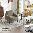 thumbnail image 2 of Ktaxon Accent Chair with Thick Cushion, Mid-Century Modern Single Sofa Chenille Armchair for Living Room, Bedroom Light Brown, 2 of 9
