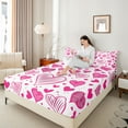 thumbnail image 4 of Castle Fairy Love Heart Print Full Size Sheets 4-Piece for Teenagers Female Women,Romantic Valentine's Day Breathable Bed Sheets,Pink Couple Lover Lightweight Sheet Sets,Luxury Bedroom Decor, 4 of 7