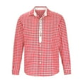 thumbnail image 3 of Lovzfmll Men's Color Block Plaid Button-Down Long Sleeve Shirt, Fashion Collared Top Red, S, 3 of 5