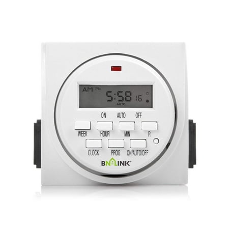 BN-LINK 7 Day Heavy Duty Digital Programmable Timer - Dual Outlet (Single Control), Indoor Only