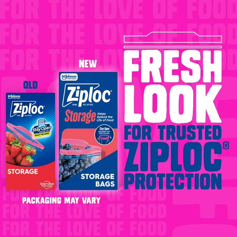 Ziploc® Brand Gallon Freezer Storage Bags, Double Zipper, 60 Count