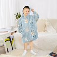 thumbnail image 6 of FORMRS Wearable Blanket Hoodie with Sleeves for Kids Cozy Flannel Sweatshirt, Blue Rabbits, 6 of 7