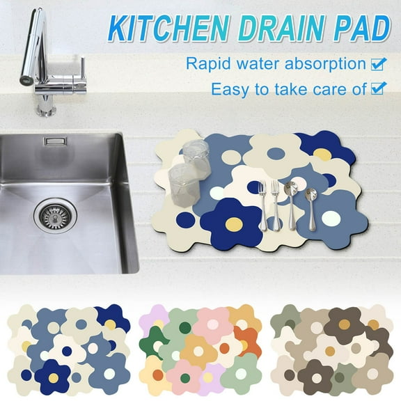 Sink Faucet Guard and Absorption Pad, Drip Mat, Diatom Mud Material, Anti-mould, Quick-drying, for Kitchen, Bathroom, or Laundry Countertops, Black, by FAJHHA