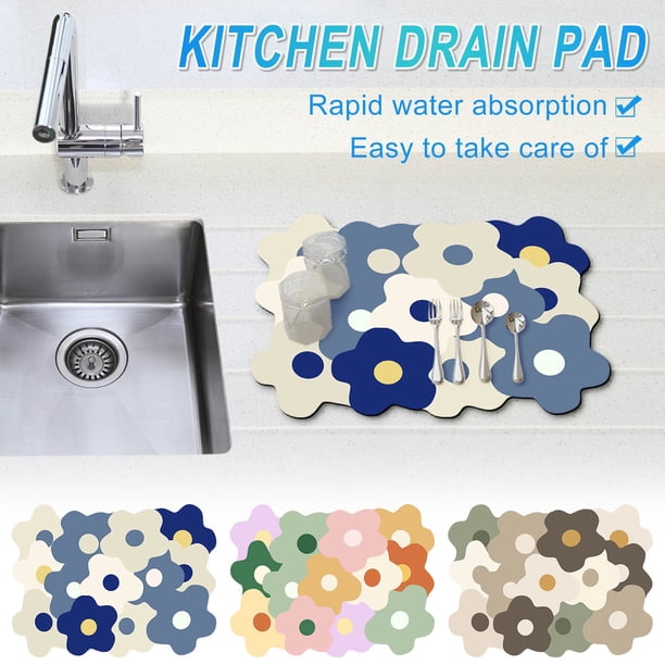 Xihbxyly Tapete de Drenaje Suave, Diseño de Microfibra Absorbente, Secado Rápido, Protección para Encimeras de Cocina, Aislamiento Térmico para Electrodomésticos Pequeños, Fácil de Limpiar, Tamaño 40