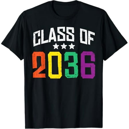 

Class Of 2036 Colorful First Day Kindergarten Grow With Me T-Shirt