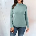 thumbnail image 2 of ASFGIMUJ Women Casual Solid Color Bottoming Shirt Slim High Collar Knitted Long Sleeved Top, 2 of 4
