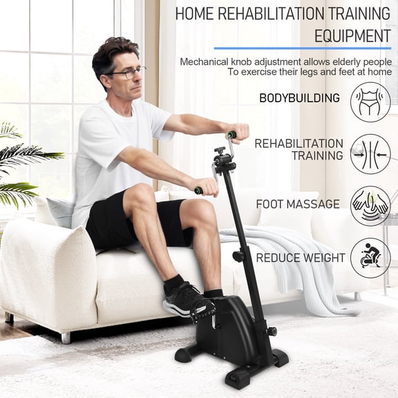 AOJA Seated Pedal Exerciser, Foldable Knee and Leg Exercise Bike with Gloves Handle, for Seniors Elderly Rehabilitation Recovery Therapy