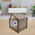 thumbnail image 3 of Oriental Pet House, Classical Pattern with Damask Ornaments Antique Flourish Curly Leaves Pattern, Outdoor & Indoor Portable Dog Kennel with Pillow and Cover, 5 Sizes, Taupe and Beige, by Ambesonne, 3 of 5