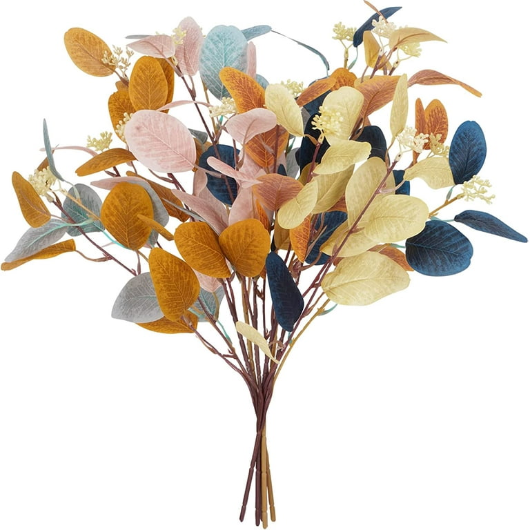 Morttic 6 Pack 17” Artificial Eucalyptus Leaves Stems, Multicolor Silk  Eucalyptus Leaves Branches Greenery Stems for Wedding Bouquet Party Home  Table