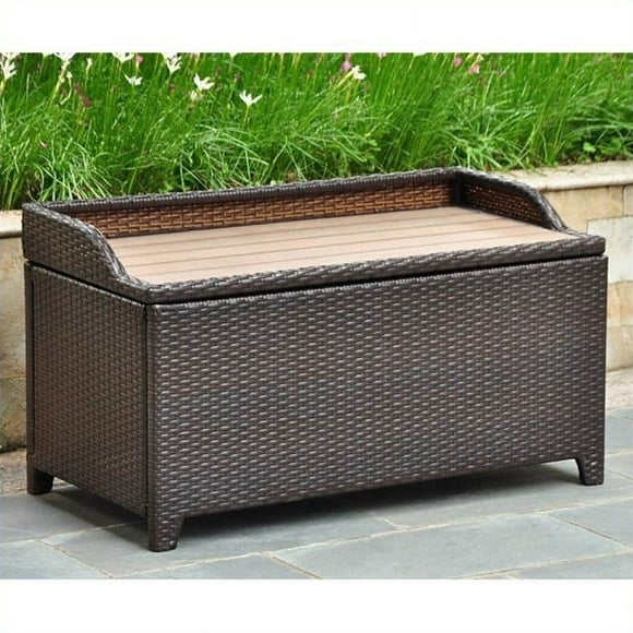 Pemberly Row Patio Storage Bench in Chocolate