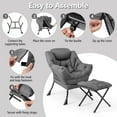 thumbnail image 5 of Vicamelia Modern Lazy Chair Lounge Armchair with Folding Footrest & Side Pocket, Gray, 5 of 7