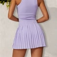 thumbnail image 2 of Women's High Waist Pleated Skort with Built-In Shorts and Asymmetrical Wrap Design- Small, Purple, 2 of 6