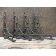 Stag Lane Primitives Lot/Set 4 Antique-Style Cast Iron Classic 5 x 6 Shelf Bracket Hangers