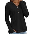 thumbnail image 2 of Womens Long Sleeve V Neck Henley Shirts Hooded Pullover with Thumb Holes, Summer Casual Athletic Running Hiking Tops Quick Dry Workout Clothes with Kangaroo Pocket, 2 of 8