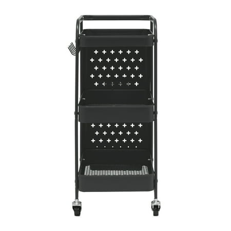 Studio Designs - Streamline 3-Tier Metal Multiuse Organizer Cart - Black