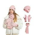 thumbnail image 1 of TBWNWG Three Piece Knitted Cap Set for Touchscreen Use in Winter Featuring Thick Warm Ear Protecting Woolen Hats and Soft Velvet Scarves,Sizes One Size, 1 of 7