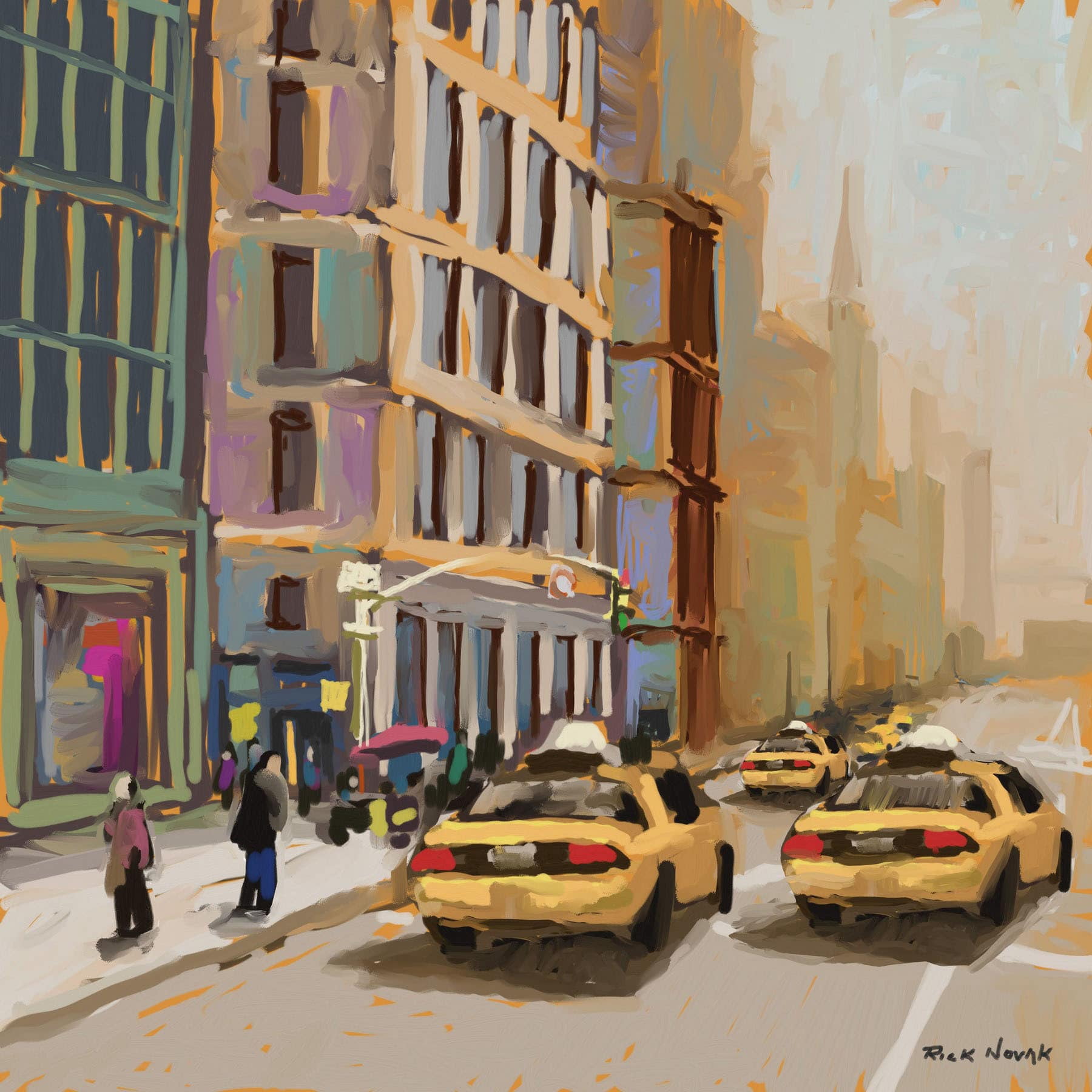 Marmont Hill "New York Cabs" by Rick Novak Painting Print on Wrapped Canvas