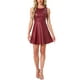 thumbnail image 2 of Vestido sin mangas de cintura alta brillante y acampanado para mujer INSPIRE CHIC en burdeos XL, 2 of 6