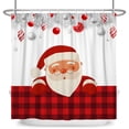thumbnail image 3 of SUNOLIFE Christmas Santa Claus Shower Curtain Red Buffalo Plaid Waterproof Fabric Bathroom Curtain 72x72 in, 3 of 6