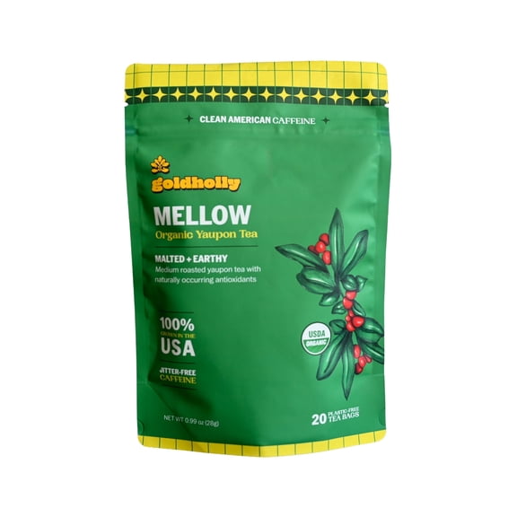 Goldholly Organic Yaupon Tea Bags – Mellow Medium Roast, 20 Count | American Organic Tea