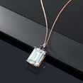 thumbnail image 4 of Gem Stone King 18K Rose Gold Plated Silver Sky Blue Simulated Aquamarine and Blue Created Sapphire Pendant Necklace for Women (16.05 Cttw, Emerald Cut 18X13MM, With 18 inch Silver Chain), 4 of 4