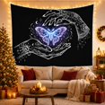 thumbnail image 3 of Glowing Moth Between Ornate Hands on a Black Background, Mystical Fantasy for Space Lovers, Celestial Decor Wall Art, Housewarming Gift Tapestry Wall Hanging for Bedroom and Living Room, 3 of 7