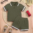 thumbnail image 5 of HCNTES Toddler Boy Dressy Outfit Trendy Knit Polo with Contrast Tape and Shorts for Brunch Summer Toddler Boy Clothes, 5 of 5
