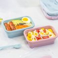 thumbnail image 3 of Foldable Silicone Lunch Box Portable Microwave oven Lunch Box with Fork Portable Lunch Box Refrigerated and Fresh-keeping Box pink 500ml, 3 of 6