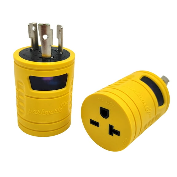 Parkworld 60684 NEMA L6-30P to 6-20R Adapter, Twist Lock L6-30P to 6-15R Plug Adapter (6-20 T-Blade)