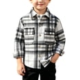 thumbnail image 2 of Taqqpue Toddler Boys Plaid Shirts Kids Long Sleeve Casual Button Down Shirt,Loose Fit Fall Winter OverSize Jacket Outwears Blouse Tops for Boys 6T-5 Years, 2 of 9