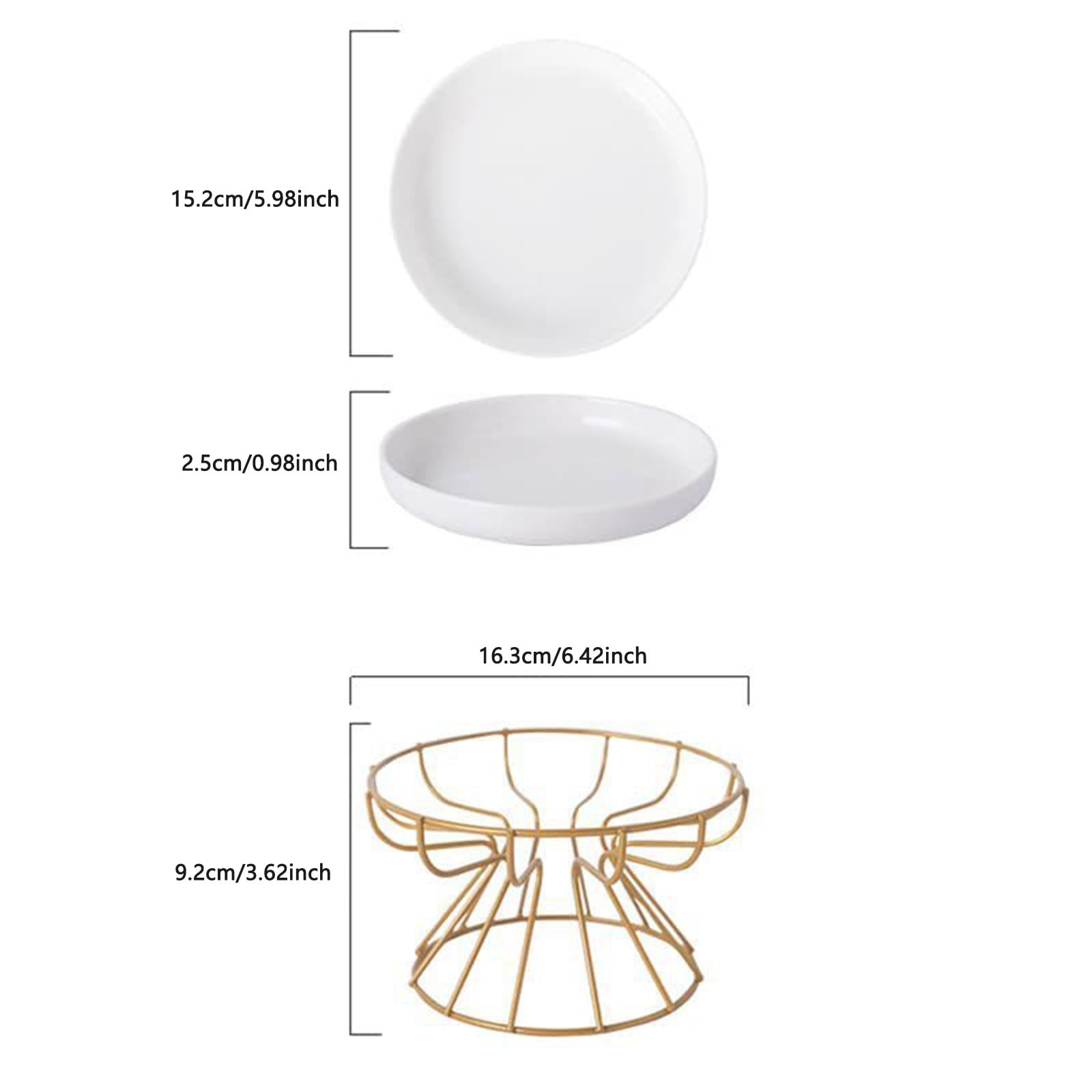 2025 New Raised Ceramic Cat Bowl with Metal Stand - Elevated Pet Dish for Cats & Small Dogs - Anti-Vomit Shallow Food Plate with Gold Paw Design