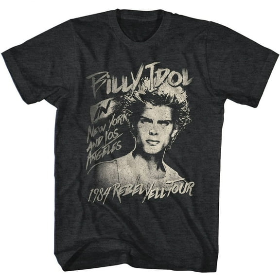 Billy Idol 84 Rebel Yell Tour Black Heather T-Shirt