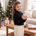 thumbnail image 6 of Kids Long Sleeve Shirt Girls 10-12 Casual Lettuce Trim Mock Neck Tee for Girls Winter Basic Girls Tops Casual Girls Layer Top, 6 of 8
