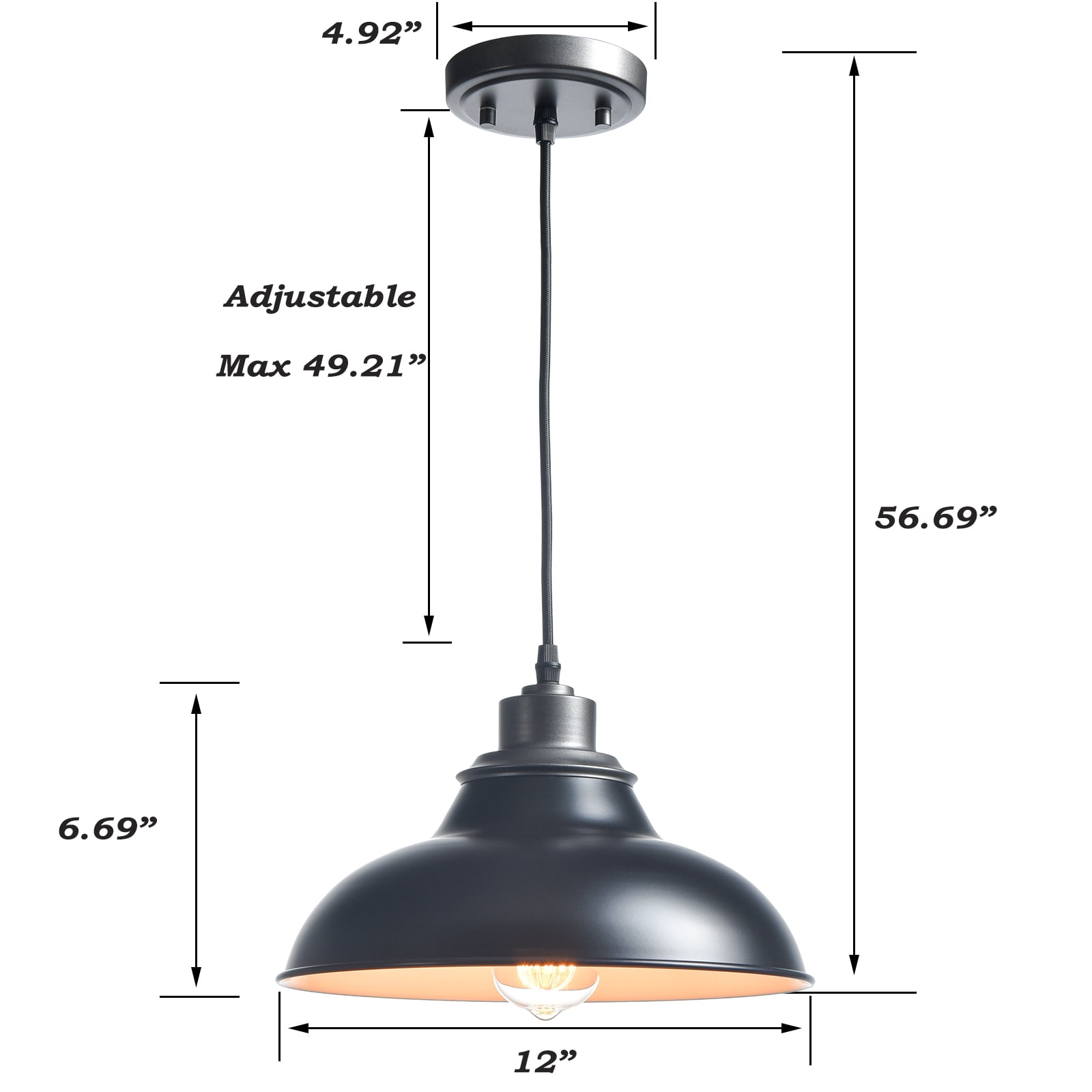 Claxy Black Barn Style Pendant Light Fixtures with Cord