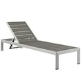thumbnail image 3 of Modern Contemporary Urban Design Outdoor Patio Balcony Chaise Lounge Chair, Grey Gray, Aluminum, 3 of 5