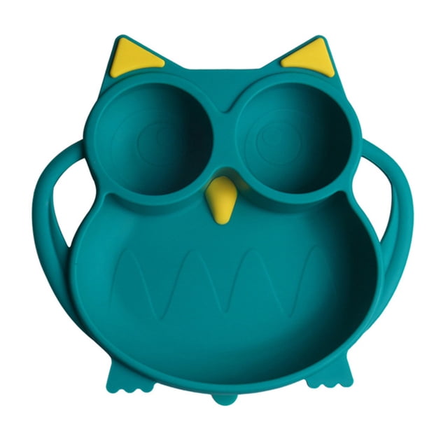 Miangastore 1 Pce Assiette en Silicone pour Enfants Assiette de Dîner Dessin Animé Assiette à Ventouse (Vert)