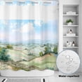 thumbnail image 2 of No Hook Shower Curtain, Spring Shower Curtains for Bathroom with See Through Top Window, Grassland Blue Sky Trees Mountain Nature Scenery Waterproof & Washable Bath Curtain Standard 72"x72", 2 of 9